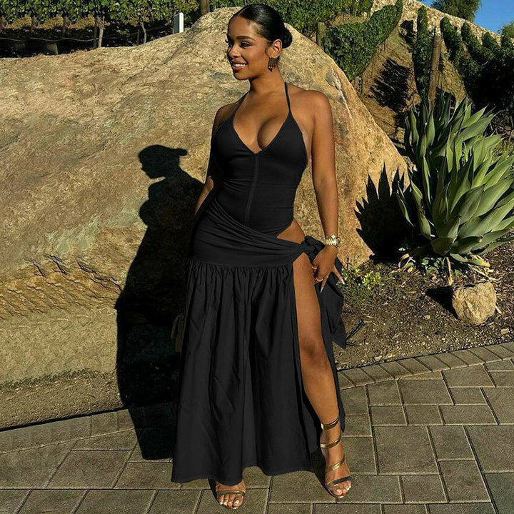 High Slit Wrap Maxi Halter Coord Set