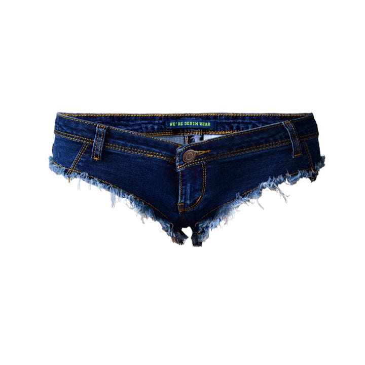 Frayed Low Waist Distressed Denim Shorts