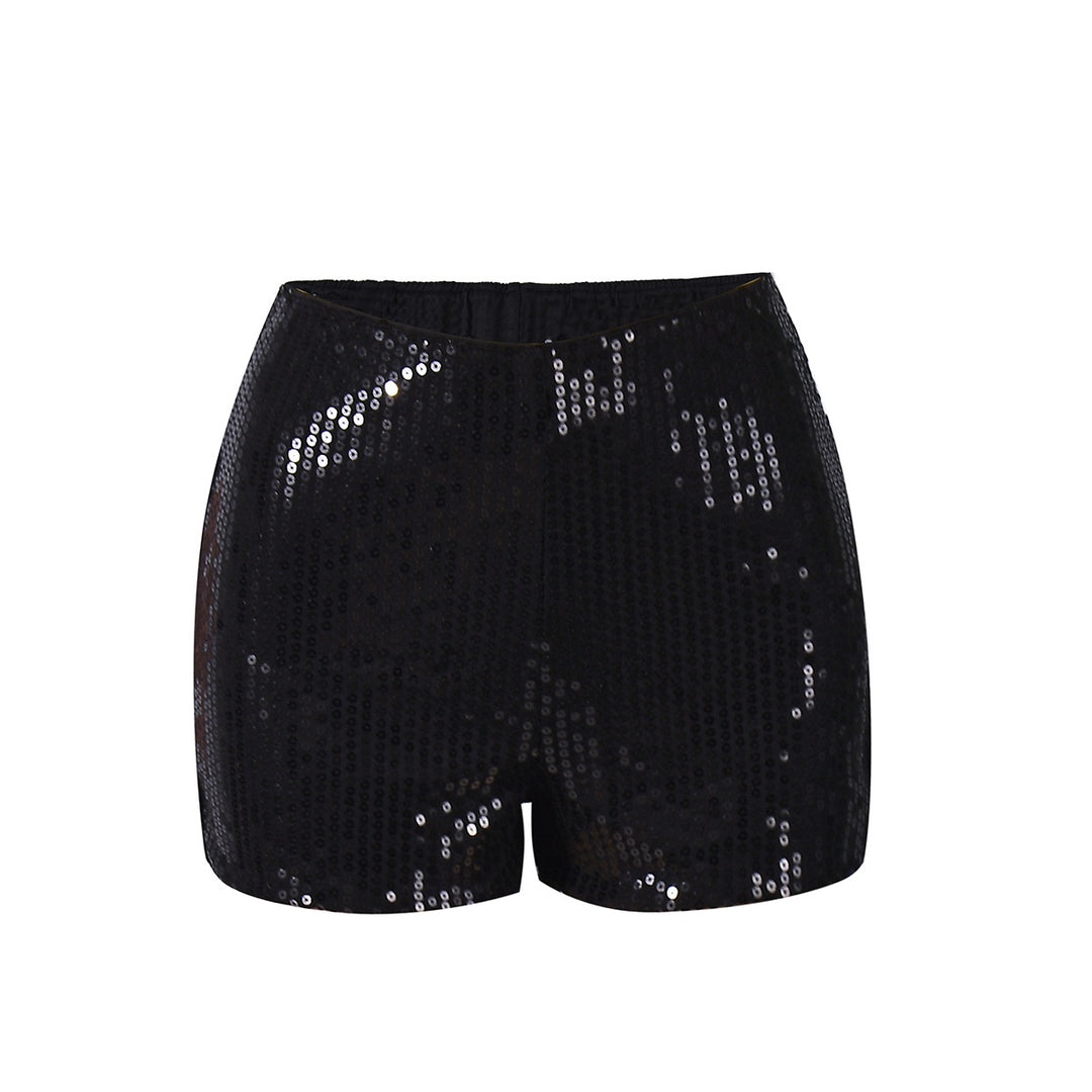 Leopard Print Sequin Mini Shorts