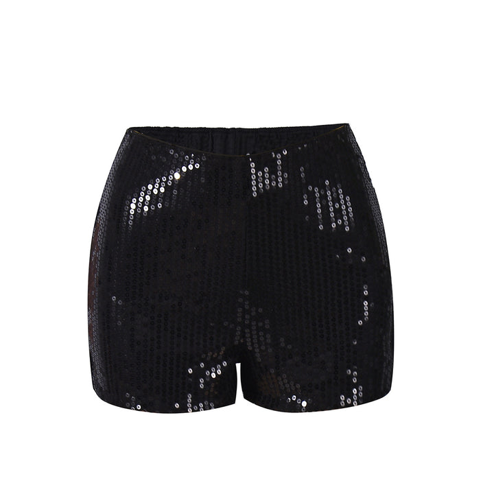 Leopard Print Sequin Mini Shorts