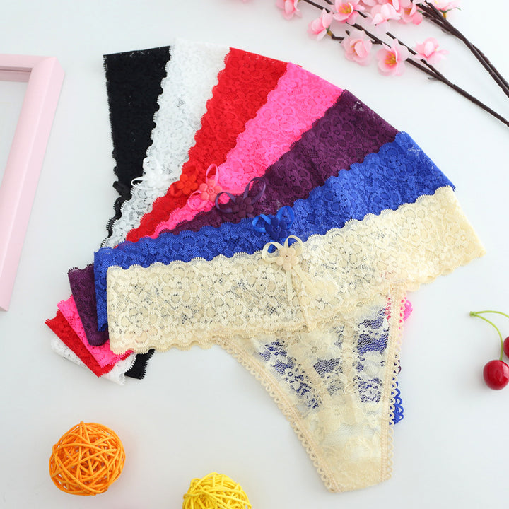 Cute Bow Accent Sheer Lace Underwear