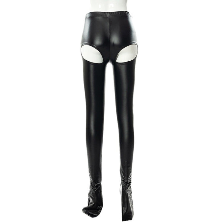Leather Cutout Flare Pants