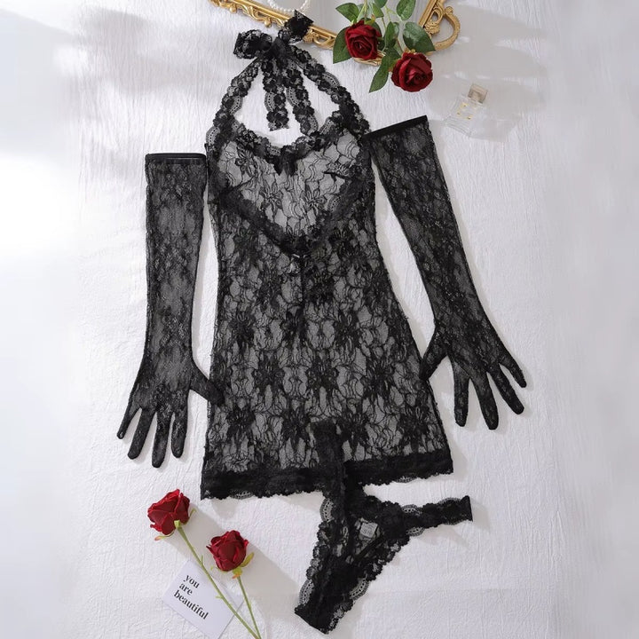 Veilbound Desire Halter Lace Bodypiece