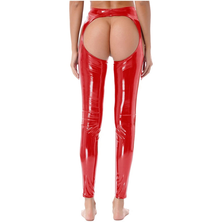 Glossy Patent Hip Cutout Skinny Leggings