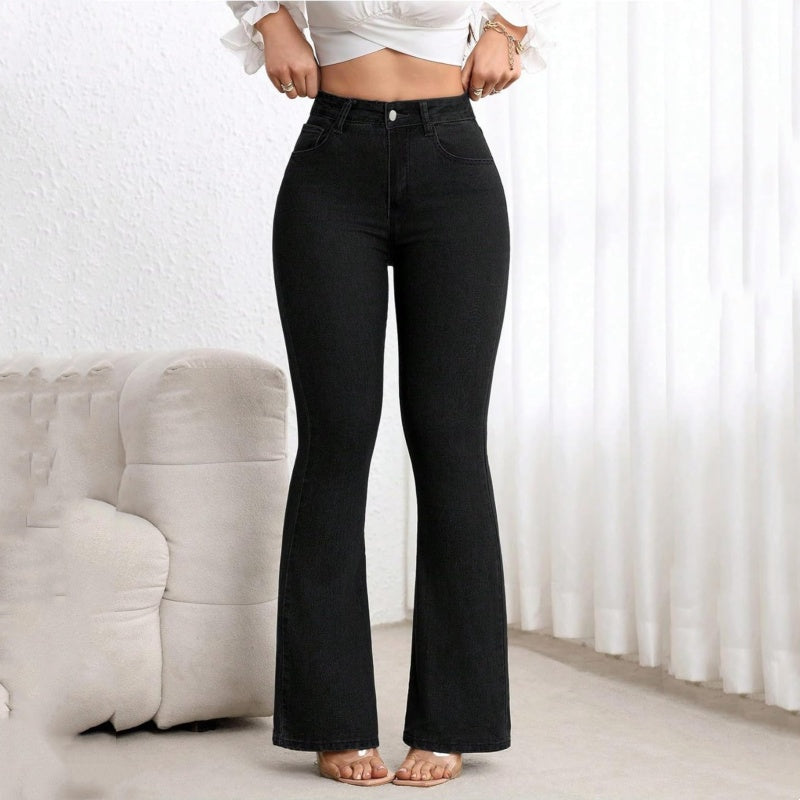 Women High Waist Stretch Flare Denim Jeans