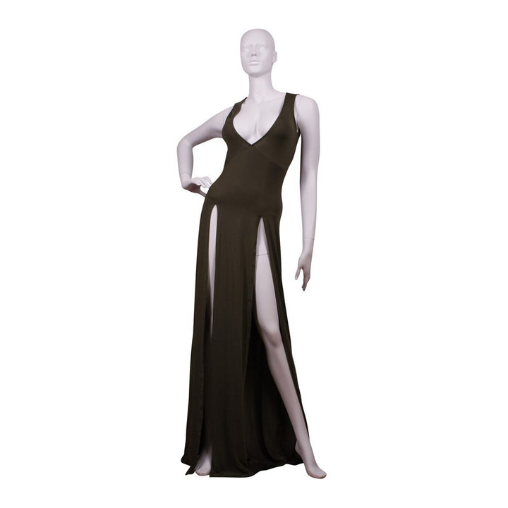 Deep V Neck High Slit Maxi Dress