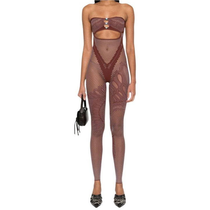 Sculpted Cut-Out Mesh Fashion Pants