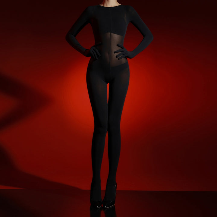 Sculpting Sheer Full-Body Velvet Bodysuit