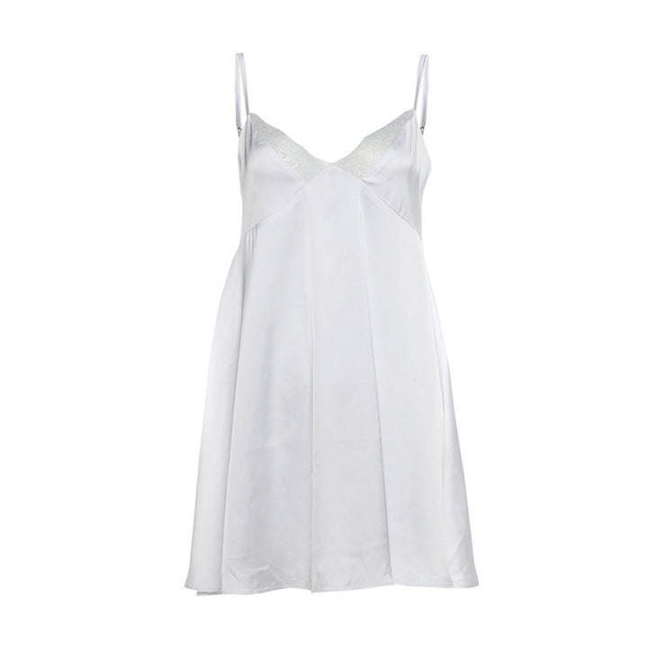Gloss Satin Lace V-neck Slip Dress