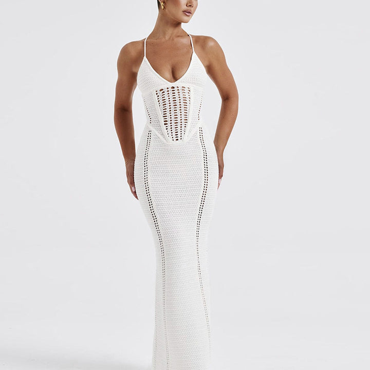 Corset Hollow Knit Mermaid Maxi Dress
