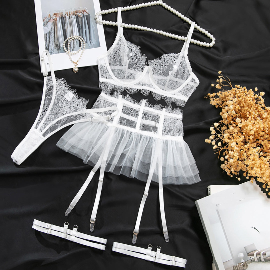 Ruffle Tulle Waist Cincher Lingerie Kit
