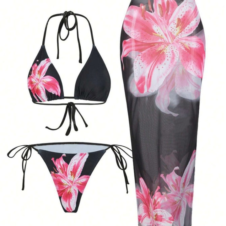 Tropical Flower Print Swimwear