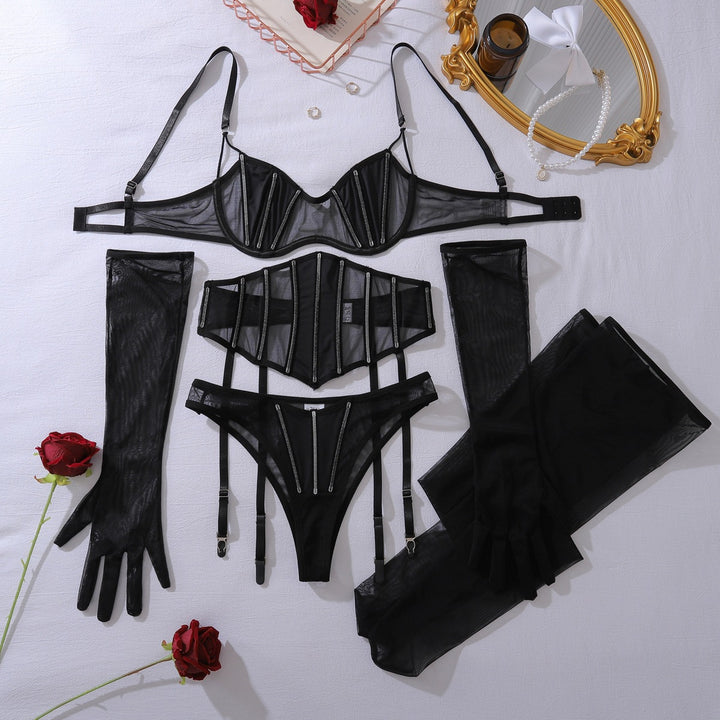 French Design Black Ultra-Thin Sheer Set