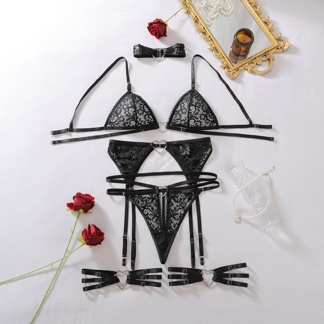 Heart-Linked Lace Lingerie Set
