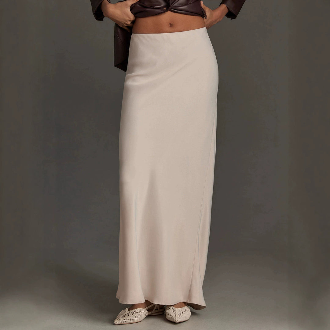 High Waist Satin Slip Maxi Skirt