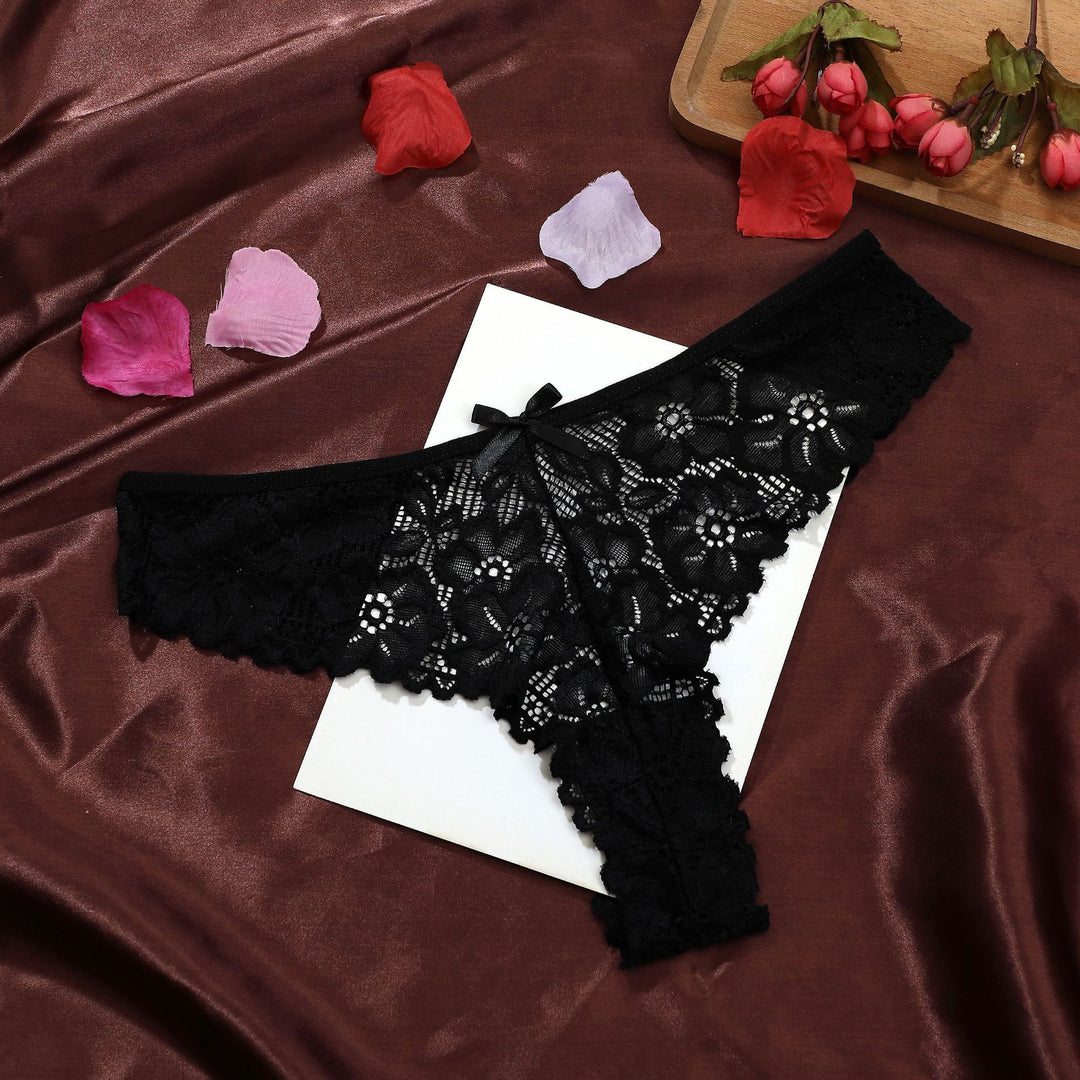 Floral Lace Bow Thong