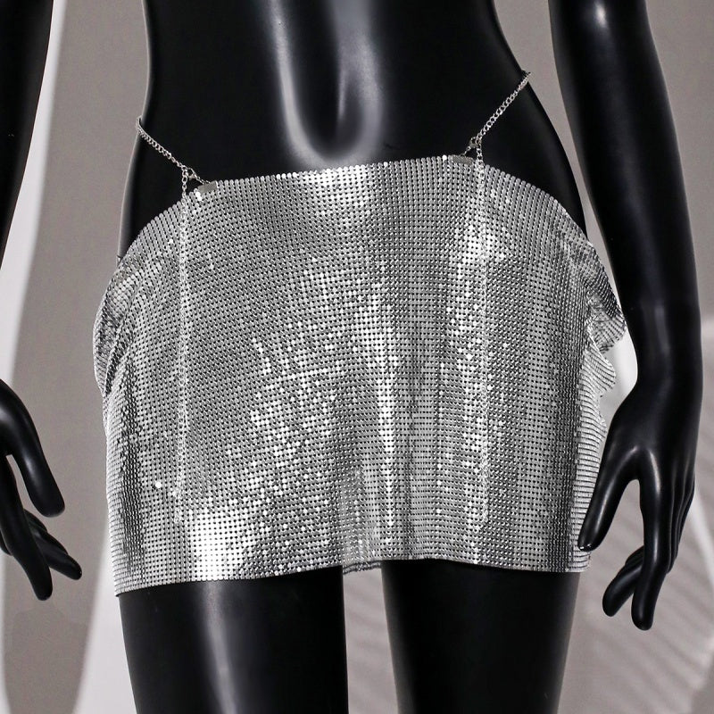 Sexy Metallic Sequin Mini Skirt
