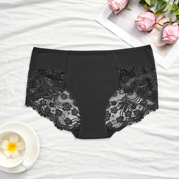 Spliced Floral Lace Mid Rise Underwear