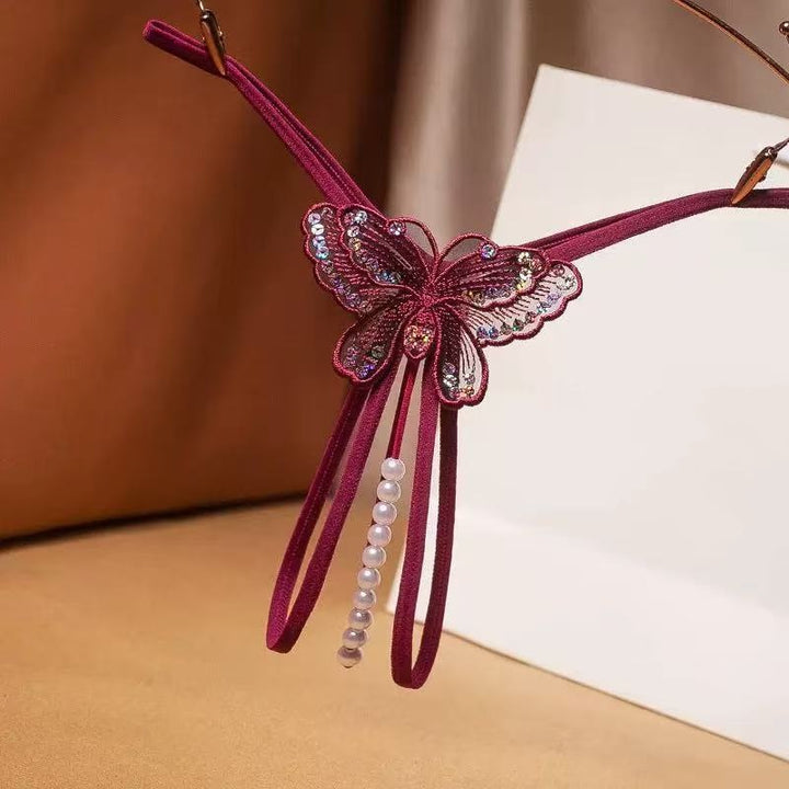 Butterfly Sequin Pearl Beaded G-String