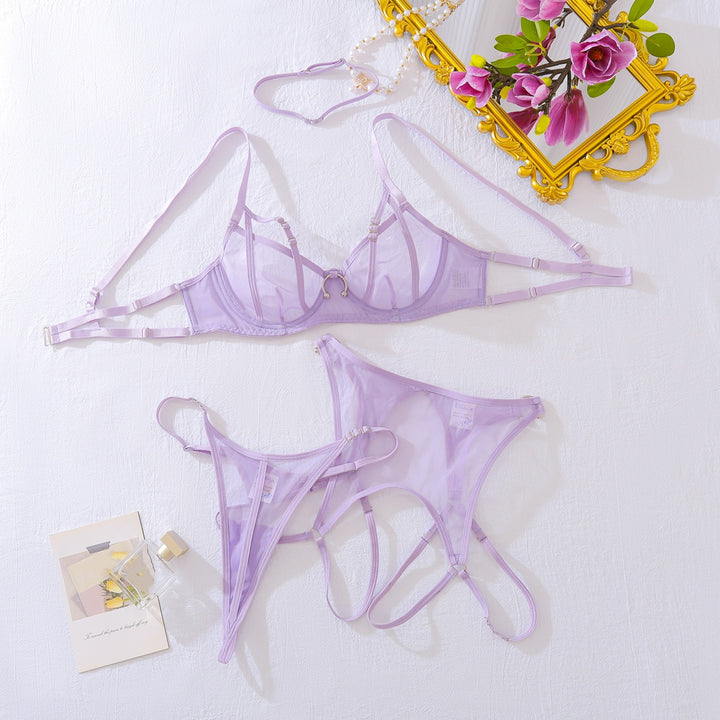 Sexy Lavender Heat Sheer Harness Lingerie