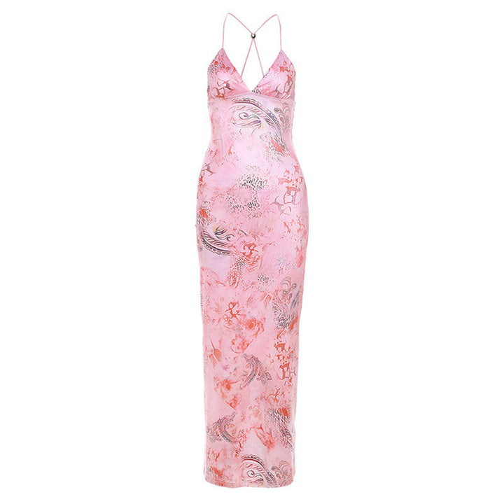 Butterfly Lace Backless Maxi Dress
