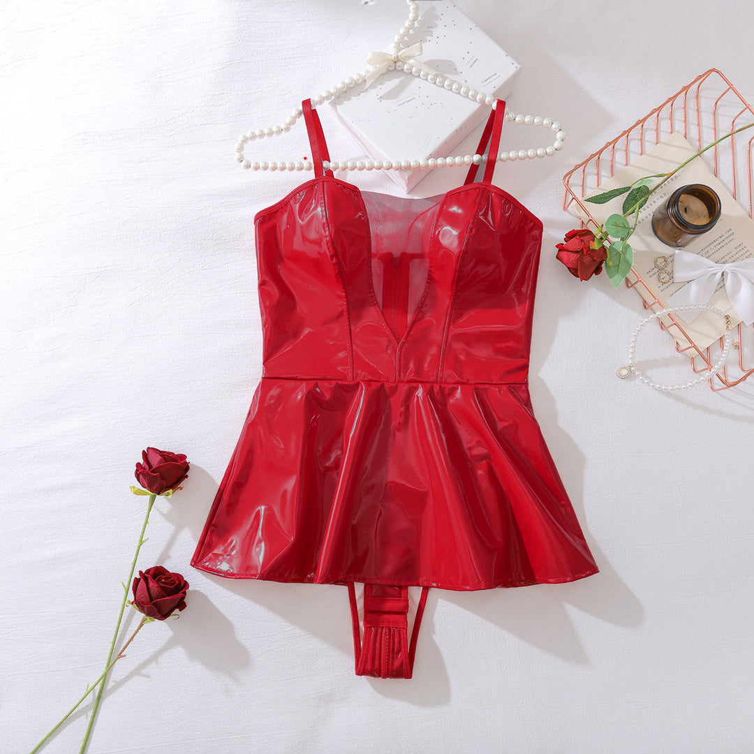 Sculpted PU Strap Mini Dress