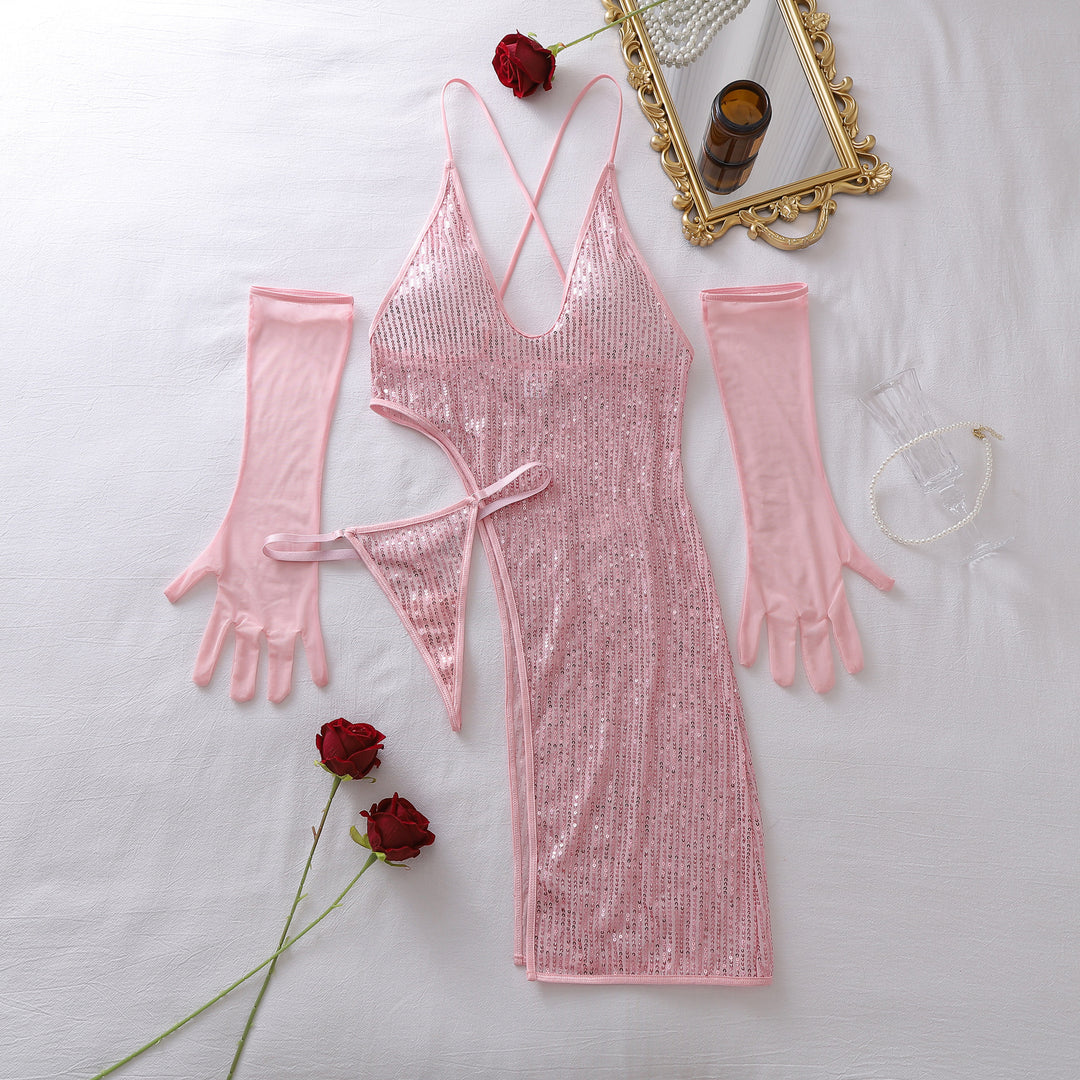 Dazzling Sequin Halter Mini Dress