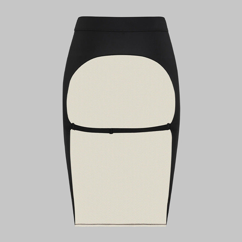 Sheer Mesh Open-Back Mini Skirt