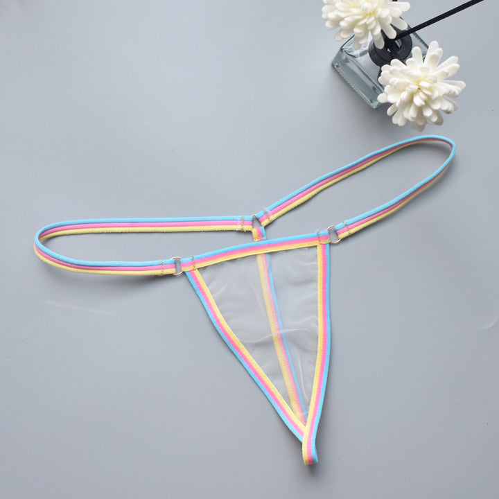 Vibrant Trim Sheer Mesh Minimal Thong