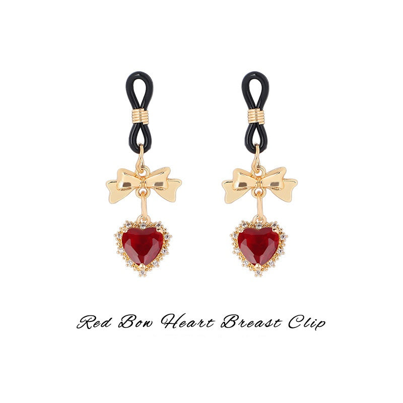 Bow Heart Gem Nipple Clips