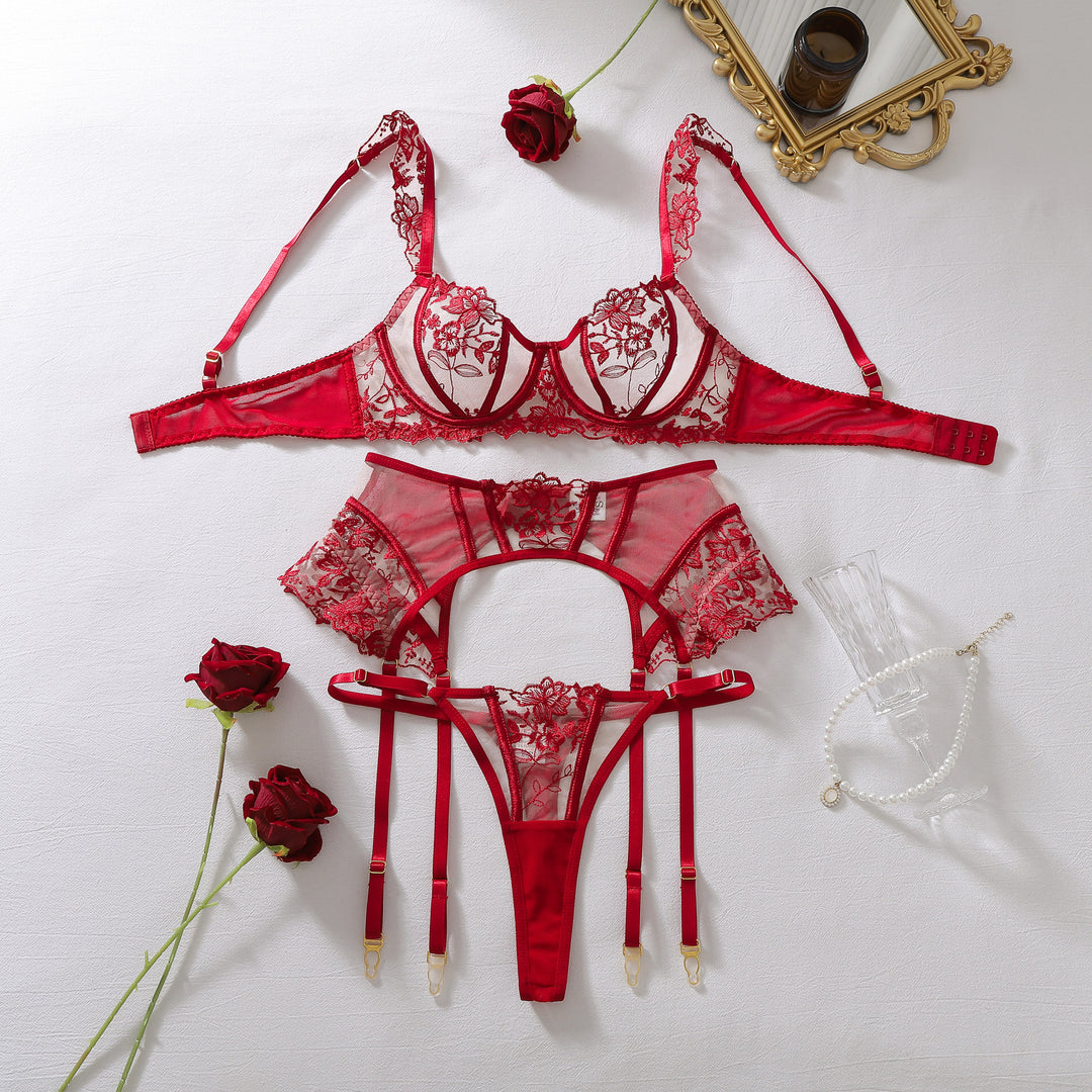 Retro Floral Lace Structured Garter Lingerie