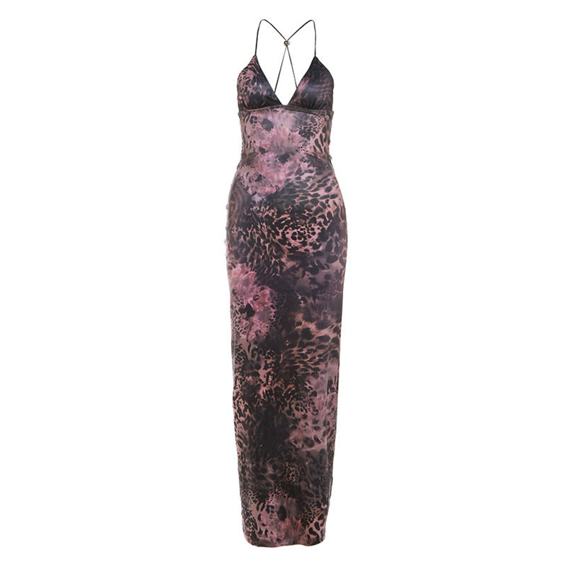 Butterfly Lace Backless Maxi Dress