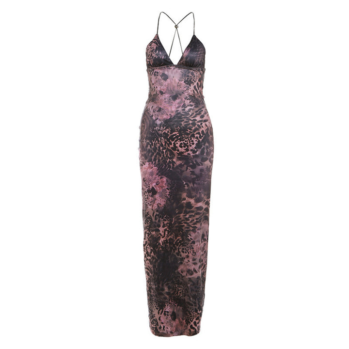 Butterfly Lace Backless Maxi Dress