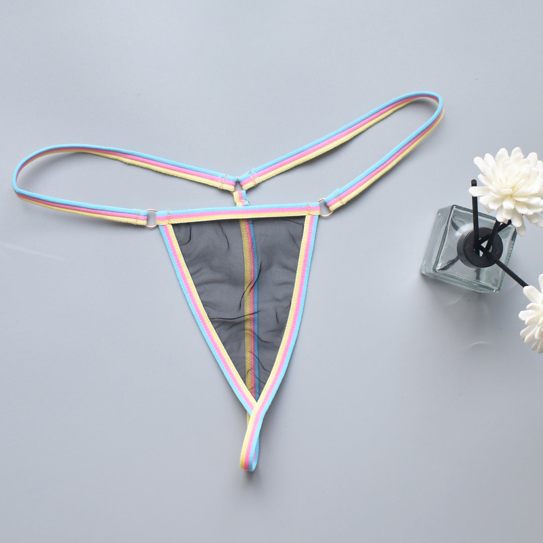 Vibrant Trim Sheer Mesh Minimal Thong