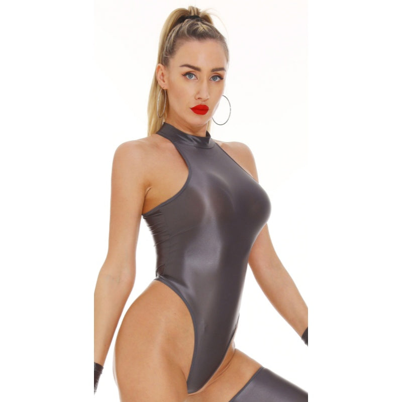 Glossy Halter Bodysuit Set