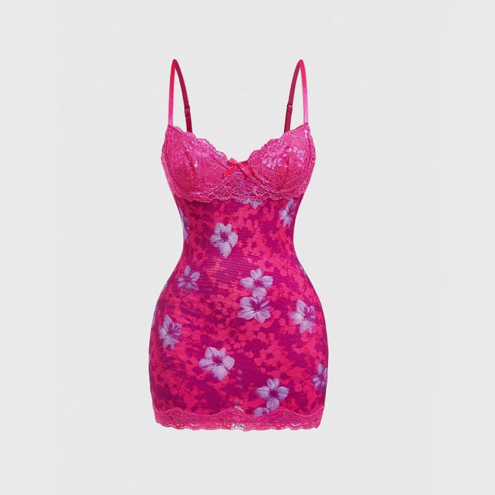Floral Lace Trim Bodycon Mini Slip Dress