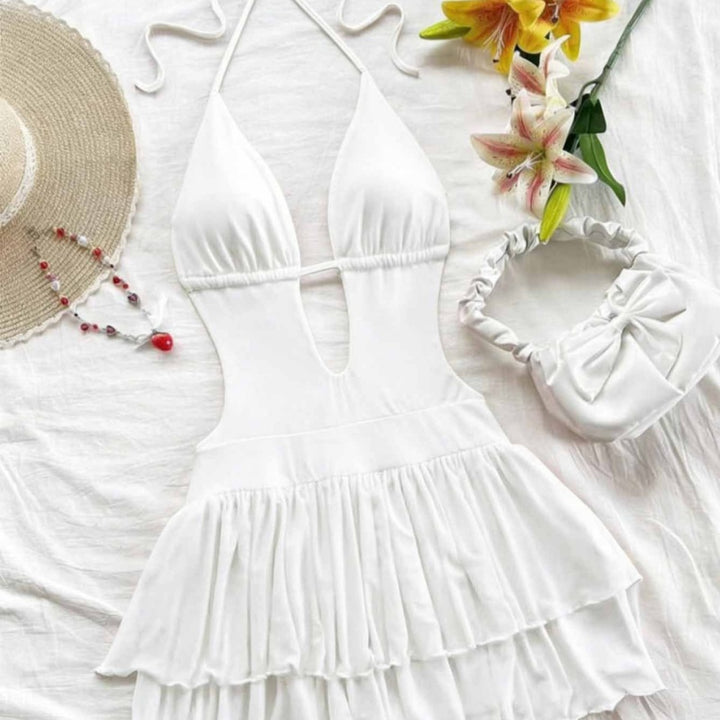 Halter Cutout Ruffle Skirt