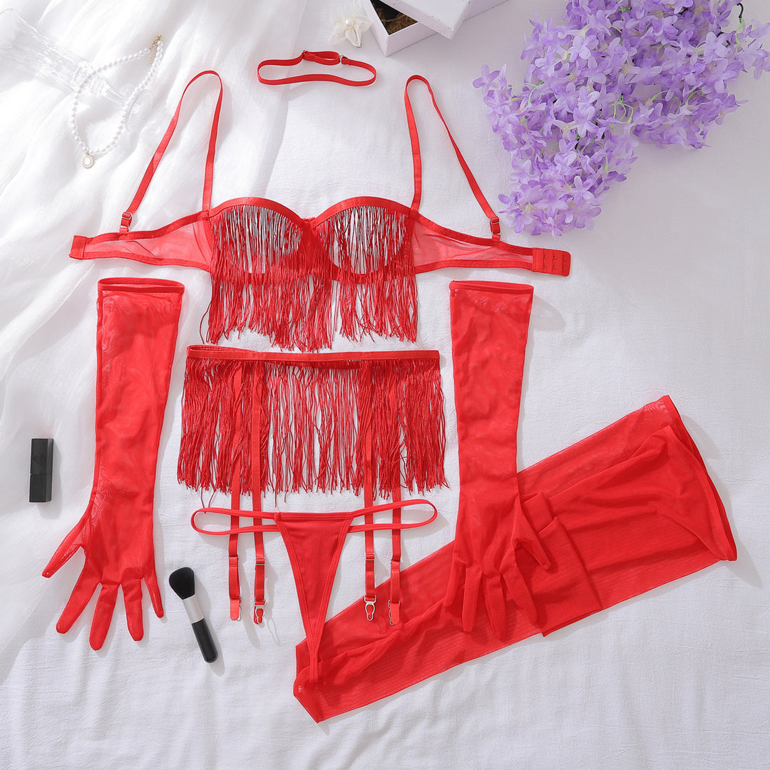 Nocturne Desire Sheer Fringe Backless Lingerie Set