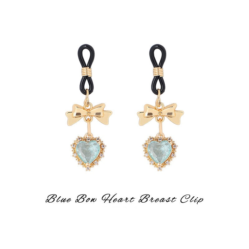 Bow Heart Gem Nipple Clips