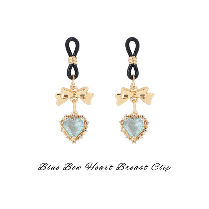 Bow Heart Gem Nipple Clips