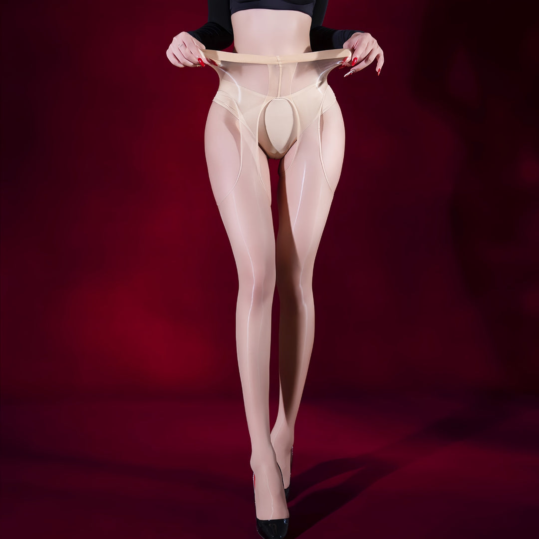 Ultra-Thin Glossy Sheer Open Crotch Tights