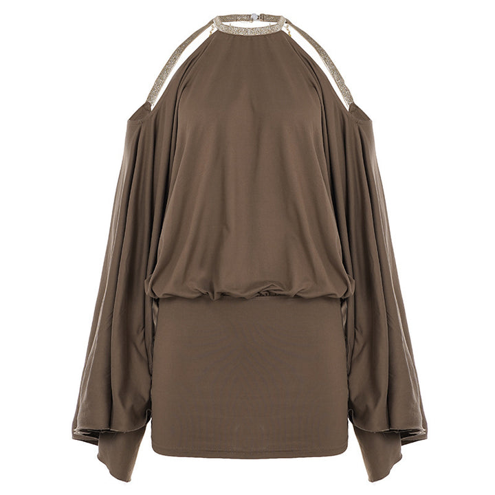Butterfly Backless Cold‑Shoulder Mini Dress