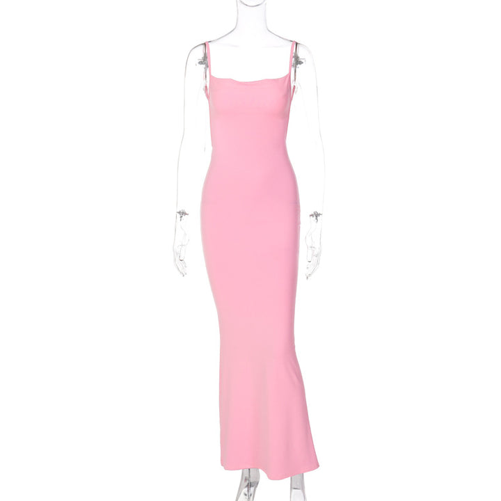 Thin Strap Square Neck Back Mermaid Dress
