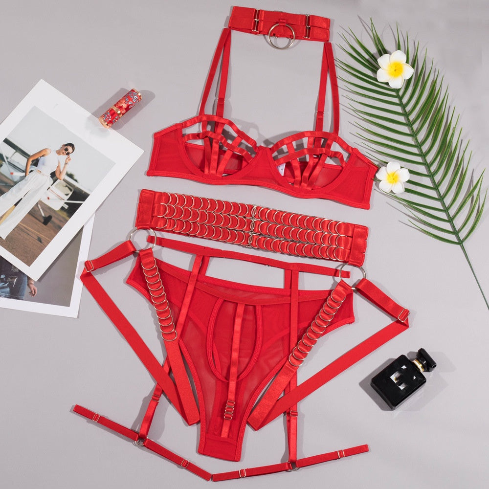 Midnight Cage Ring Harness Seduction Set