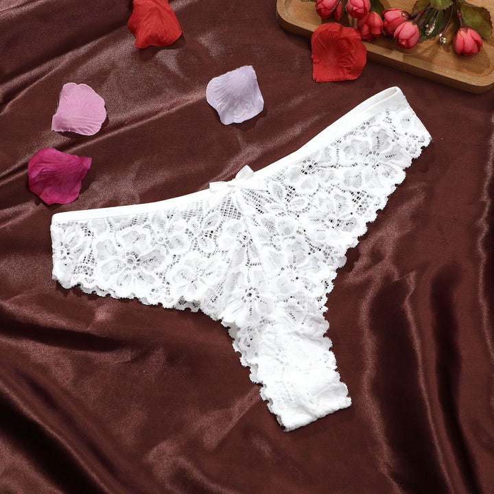 Floral Lace Bow Thong
