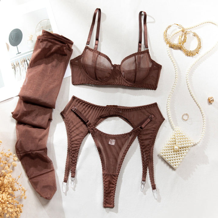 Sheer Mesh Garter Lingerie Set