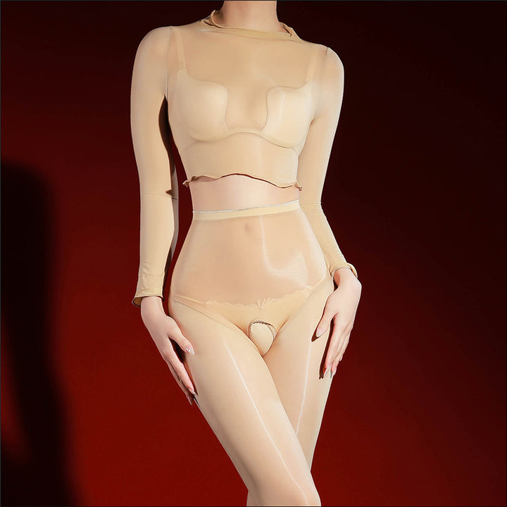 Ultra Sheer Shiny Mesh Lingerie Set