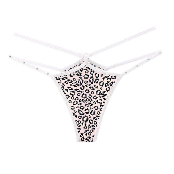 Leopard Print Thin Double Strap Thong