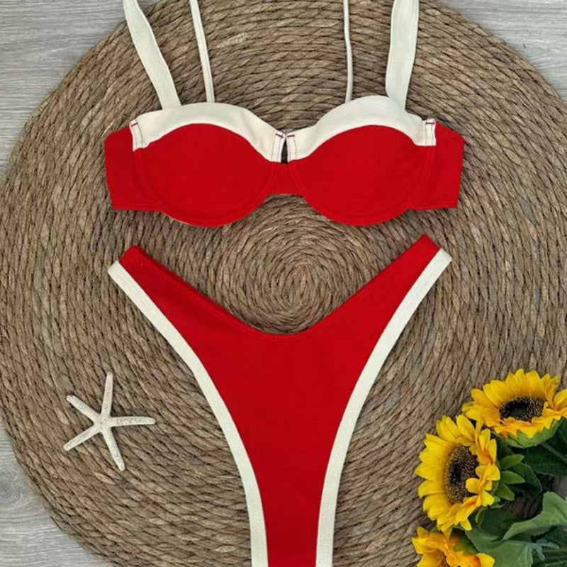 Sultry Colorblock High-Waisted Bikini