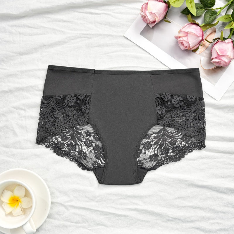 Spliced Floral Lace Mid Rise Underwear